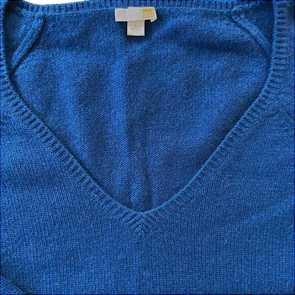 100% Cashmere V-Neck Tunic Sweater Royal Blue Sz L - Picture 3 of 11